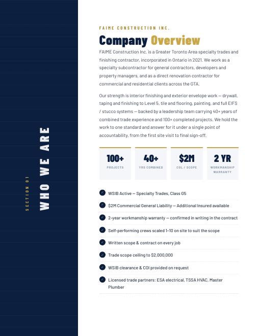 Capability statement company overview page