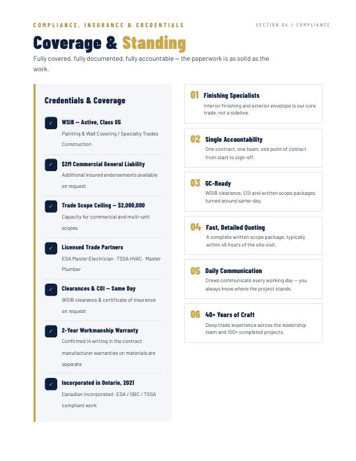 Capability statement coverage and standing page