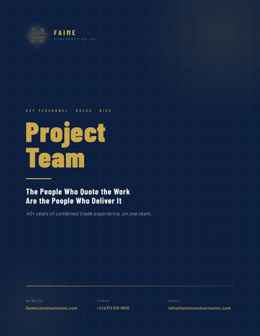 Project team document cover page