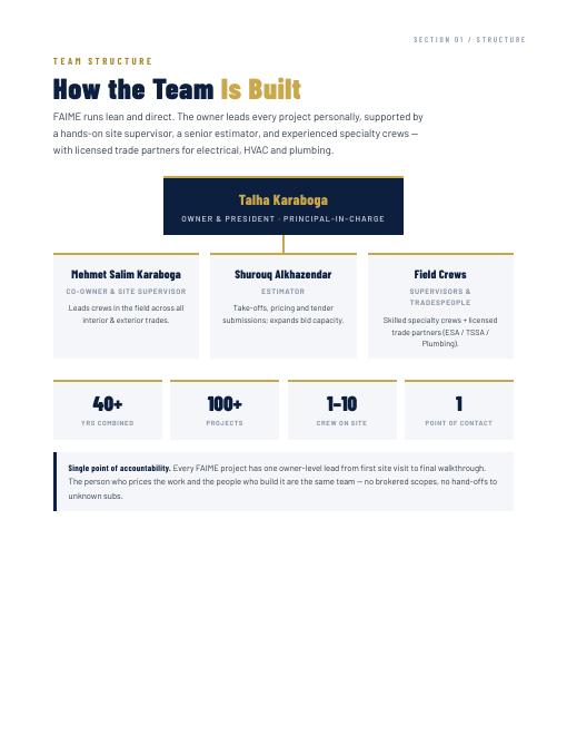 Project team document team structure page