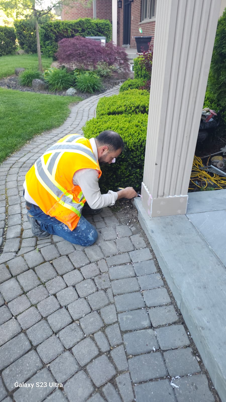 FAIME crew working on column base