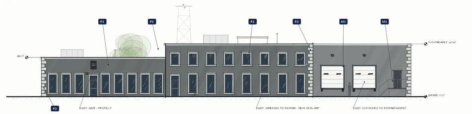 Concept sketch of the proposed front elevation
